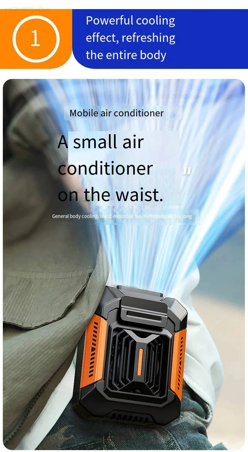3-in-1 Rugged Tactical Waist Clip Fan - Portable Power Bank & LED Flashlight