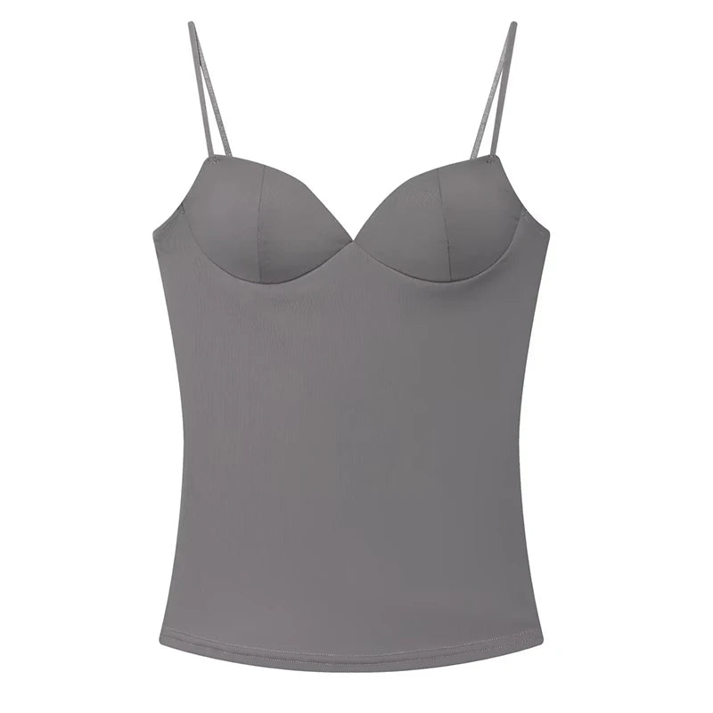 Women's Corset Crop Top - Sleeveless Camisole Bustier - Gray