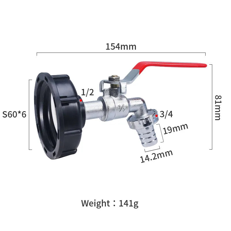 IBC Tank Tap Adapter - S60x6 Garden Hose Coupling Fitting - Style 1