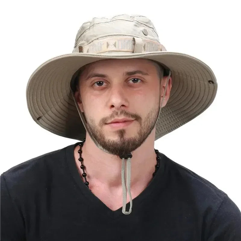 Men's Bucket Hat - Mesh Fisherman Cap for Outdoor Wear