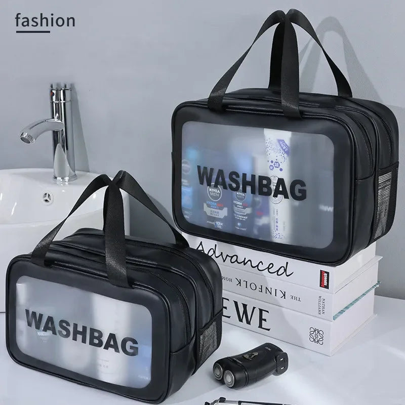 Transparent Travel Makeup Bag – Dry-Wet Storage for Toiletries