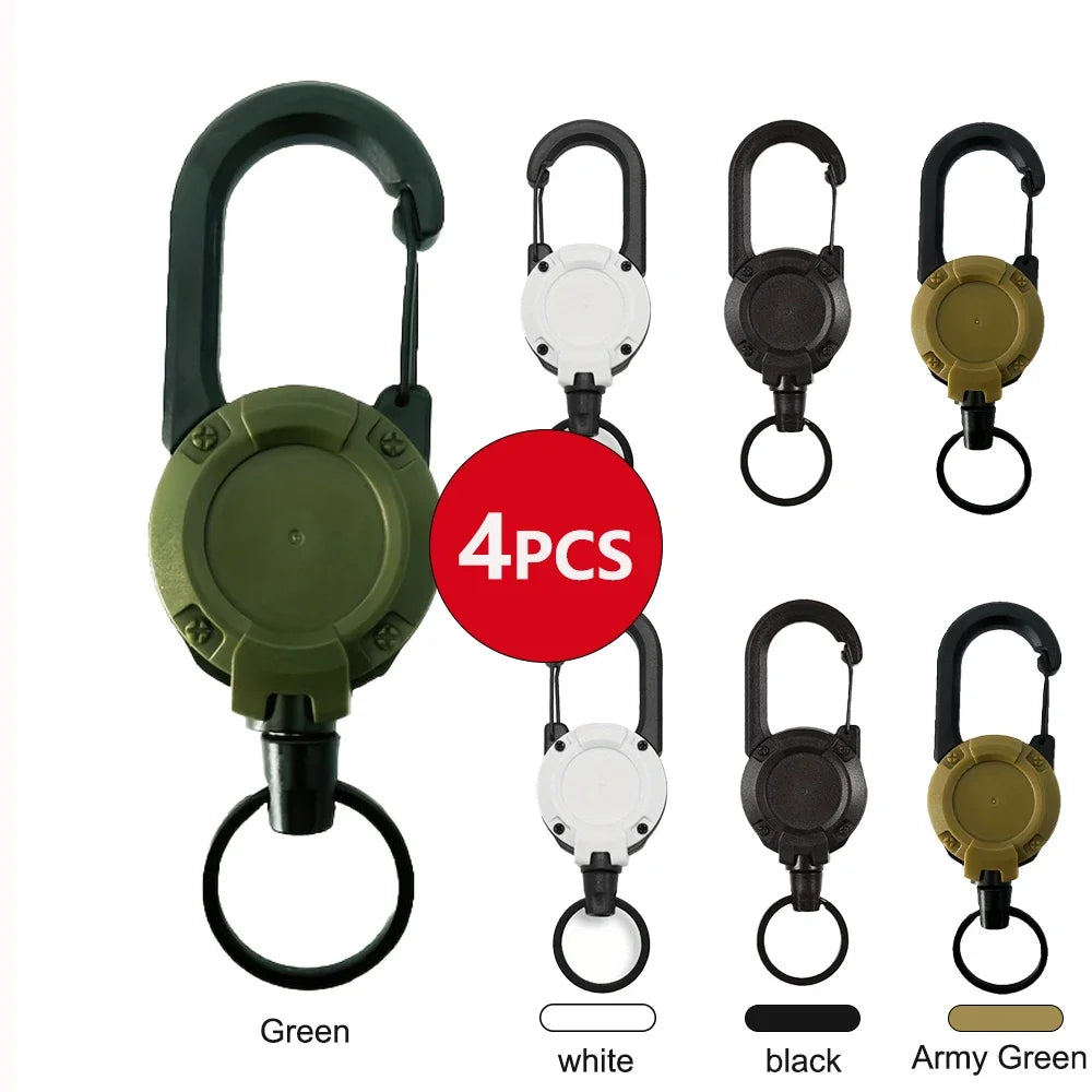Retractable Badge Reel Keychain - Carabiner Clip for Travel