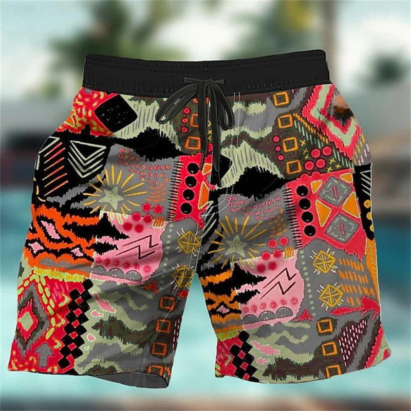 Graffiti Print Board Shorts - Lightweight Beach Swim Trunks - Style Fya26774