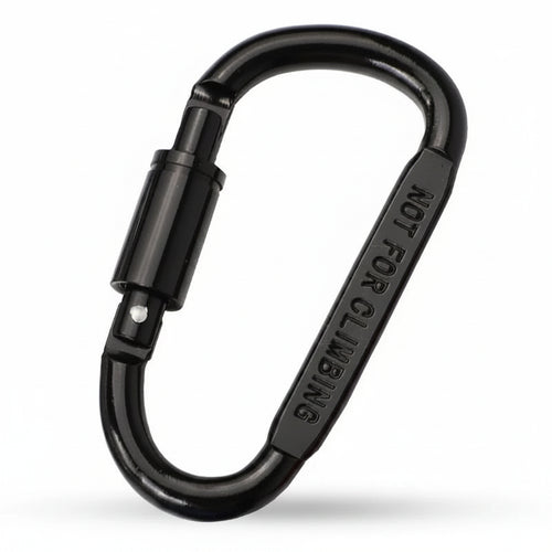 D-Shaped Carabiner Clips - Aluminum Keychain and Gear Links - Black