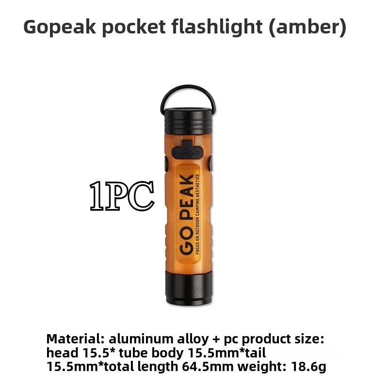 Mini LED Pocket Flashlight - Key Clip Light for Bags - 1 Piece Gold