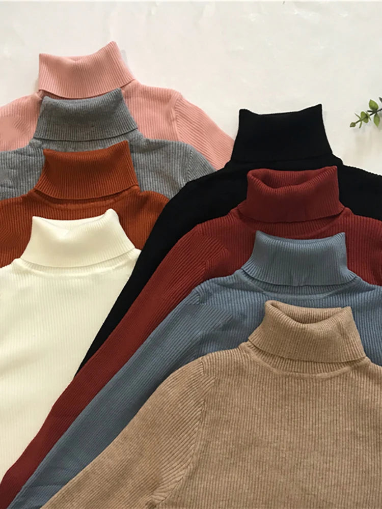 Women's Turtleneck Sweater - Long Sleeve Pullover Knit Top