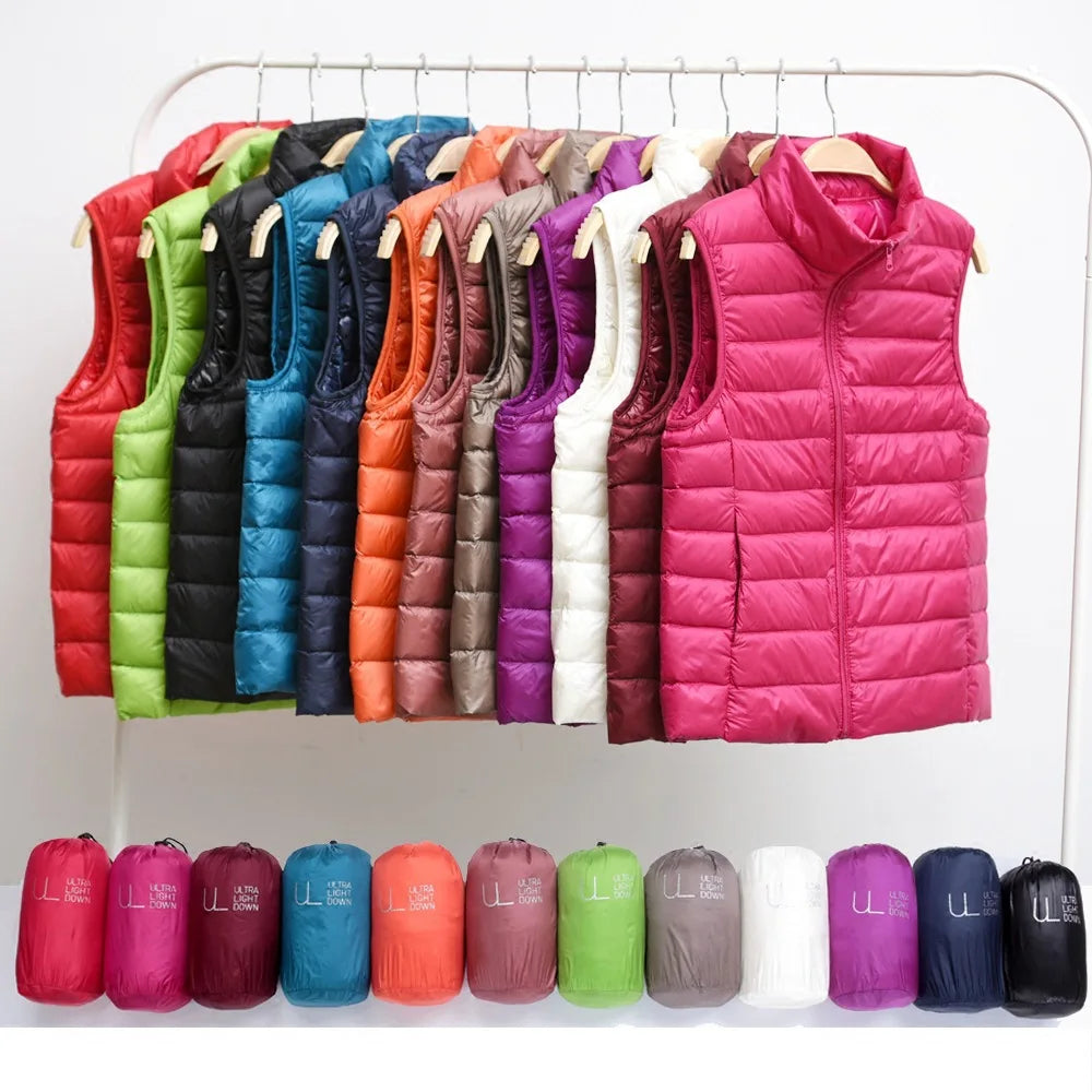 Women's Lightweight Sleeveless Vest - Zip Front Layering Jacket