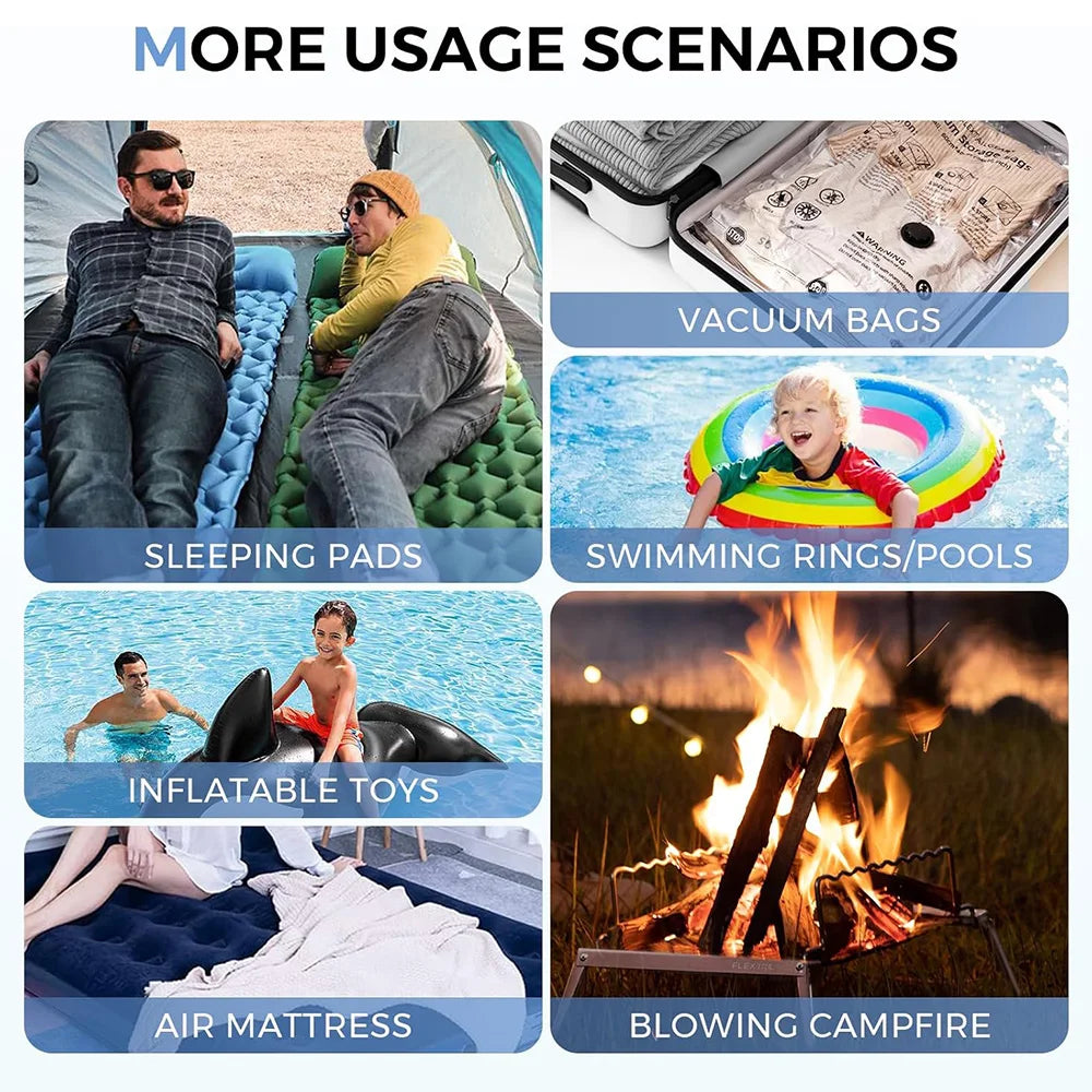 Portable Camping Air Pump - USB-C Pump with Built-In Light