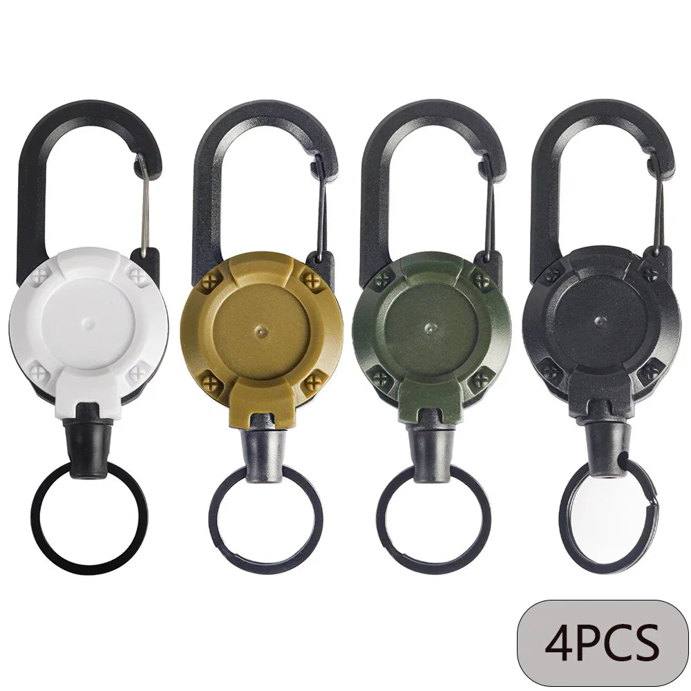Retractable Badge Reel Keychain - Carabiner Clip for Travel - 4 Pieces Mixed Colors