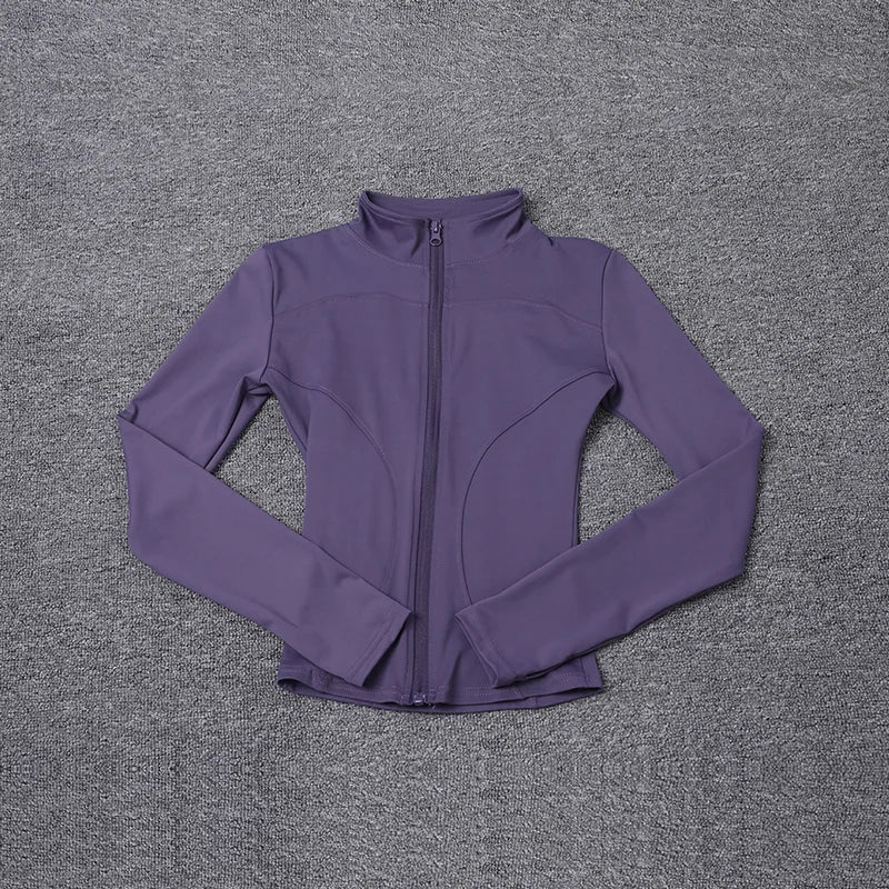 Women's Sport Jacket - Zip-Front Yoga Training Top - Purple