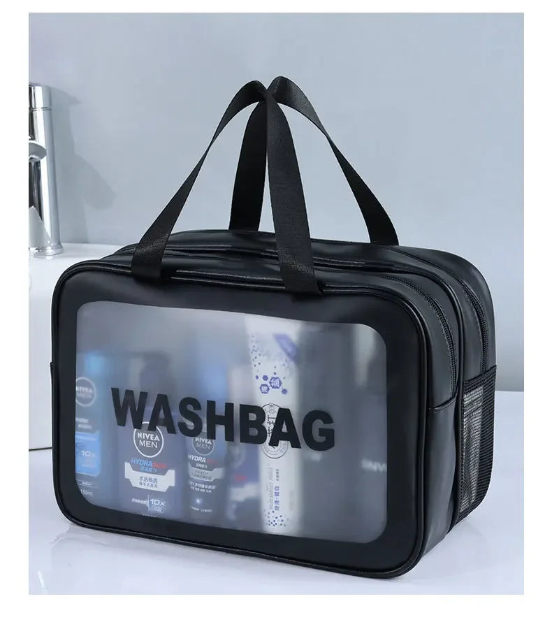 Transparent Travel Makeup Bag – Dry-Wet Storage for Toiletries