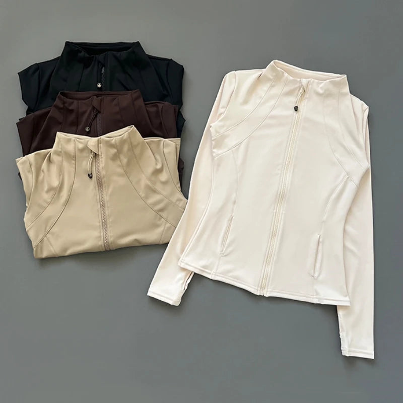 Women's Fitness Jacket - Stand Collar Zip Sports Top
