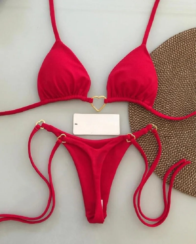 Women's Halter Triangle Bikini Set - Two-Piece Swimwear