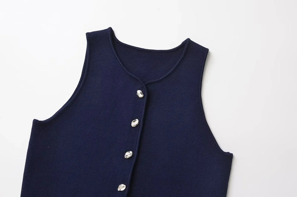 Women's Cropped Knit Vest - Sleeveless Asymmetrical Sweater