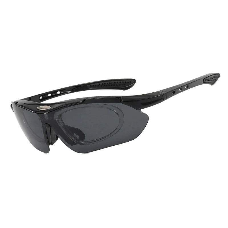 Sport Sunglasses - Polarized Outdoor Glasses for Active Wear - Model 2 Black Gray