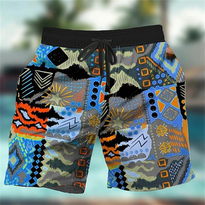 Graffiti Print Board Shorts - Lightweight Beach Swim Trunks - Style Fya26770