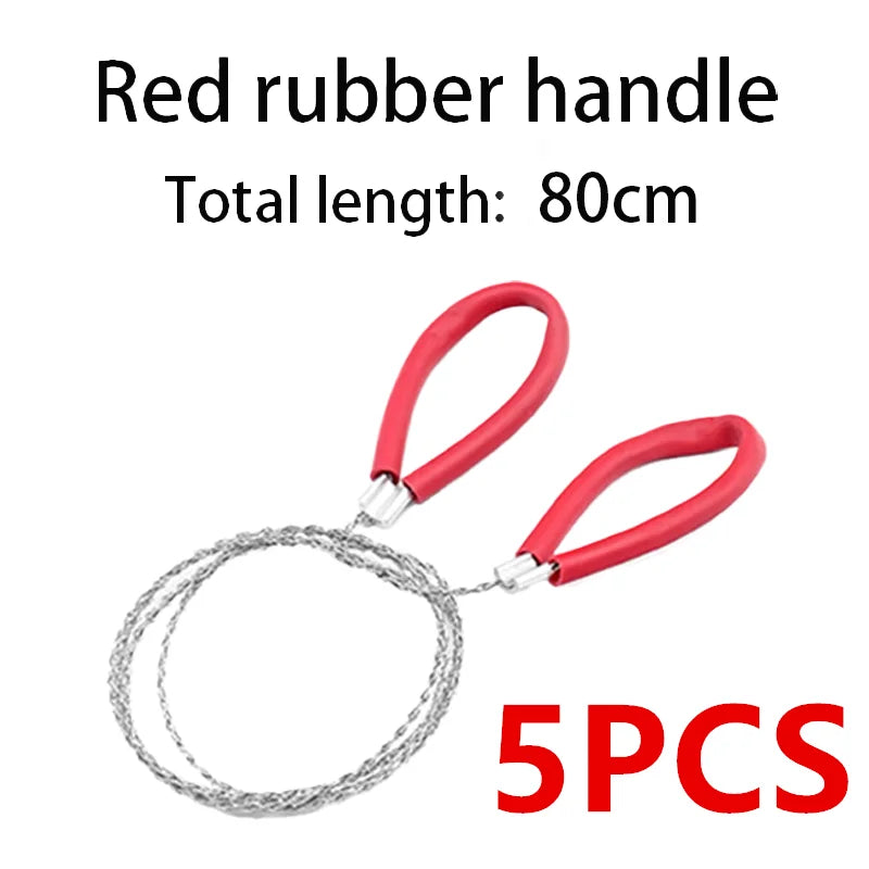 Portable Wire Saw - Stainless Steel Camping Hand Saw - Red 5 Pieces