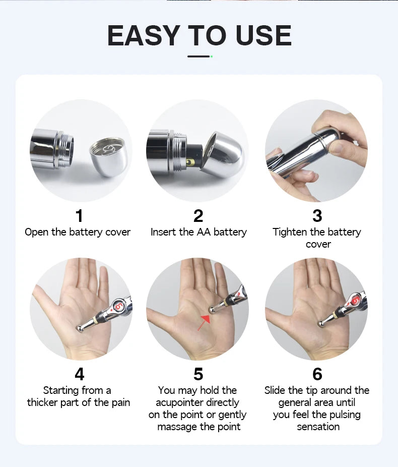Electric Acupressure Pen – Meridian Massage Tool with Multi-Head Tips