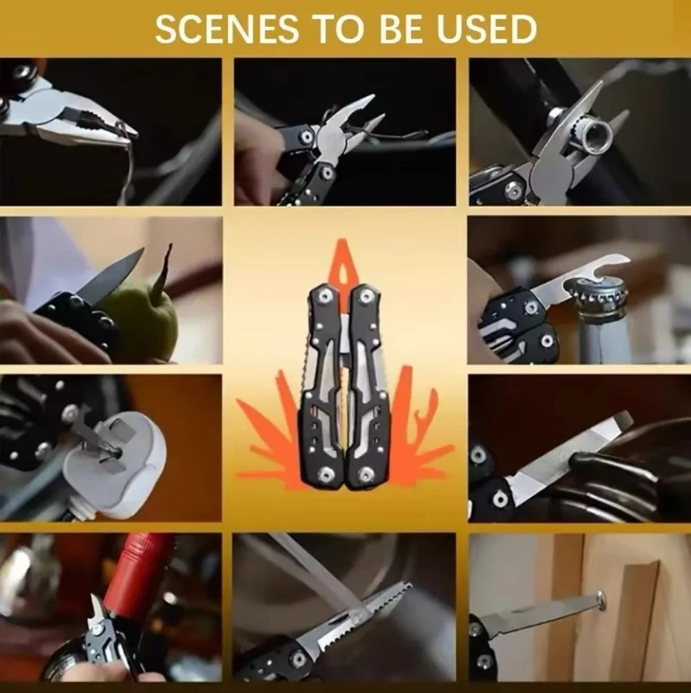 Folding Multi-Tool Pliers - Stainless Steel Camping Tool for Outdoor Utility