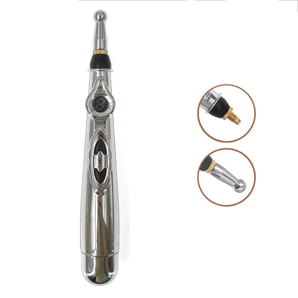 Electric Acupressure Pen – Meridian Massage Tool with Multi-Head Tips