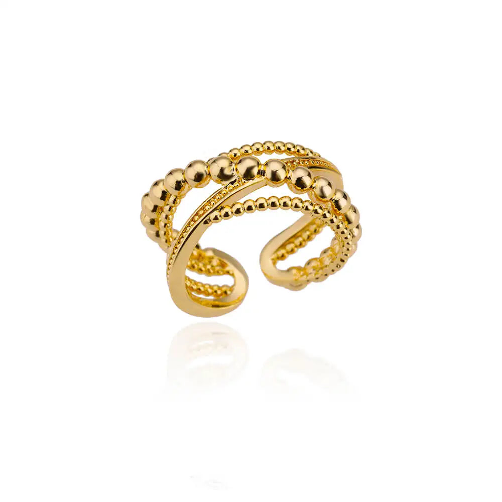 Gold-Color Stainless Steel Ring - Classic Fashion Jewelry - 13 / Gold Color