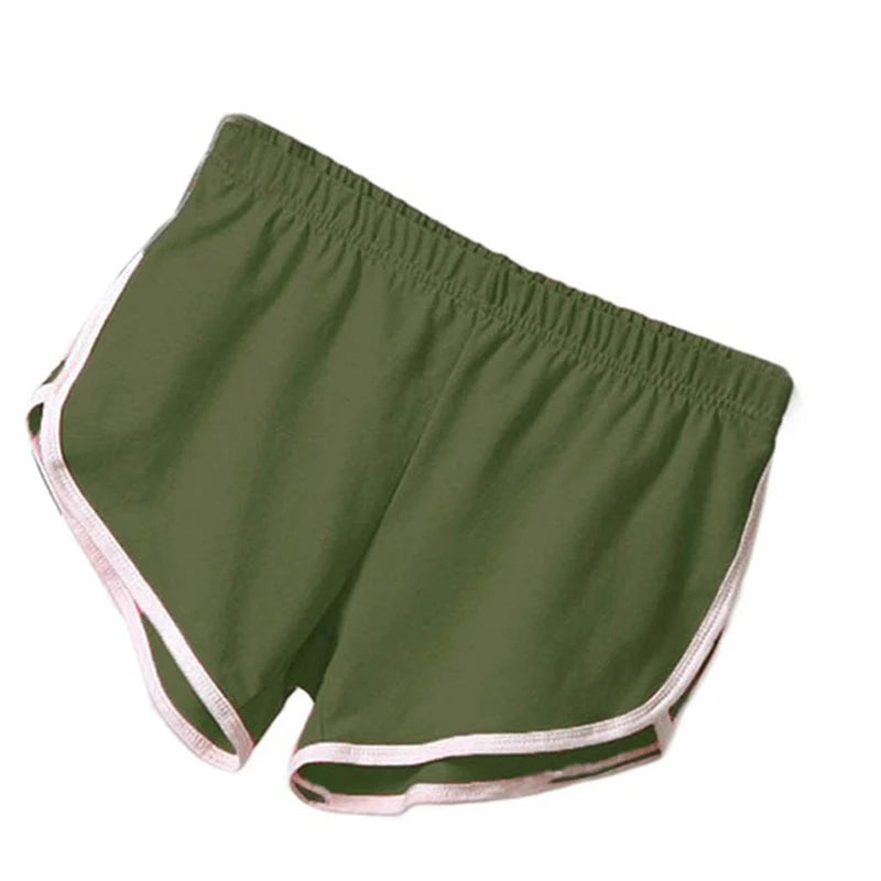 Women's Elastic Waist Shorts - Casual Athletic Short Pants - Green