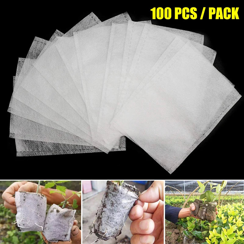Plant Nursery Bags - 100-Piece Seedling Grow Bags - 8 X 10 Cm (3.1 X 3.9 In)