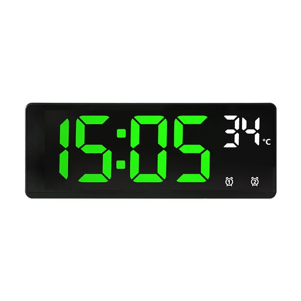 Digital Alarm Clock - LED Desk Clock with Temperature Display