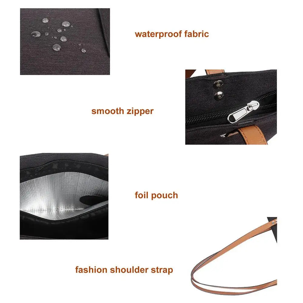 Insulated Beach Tote Bag with Hidden Drink Dispenser - Leakproof Cooler Purse