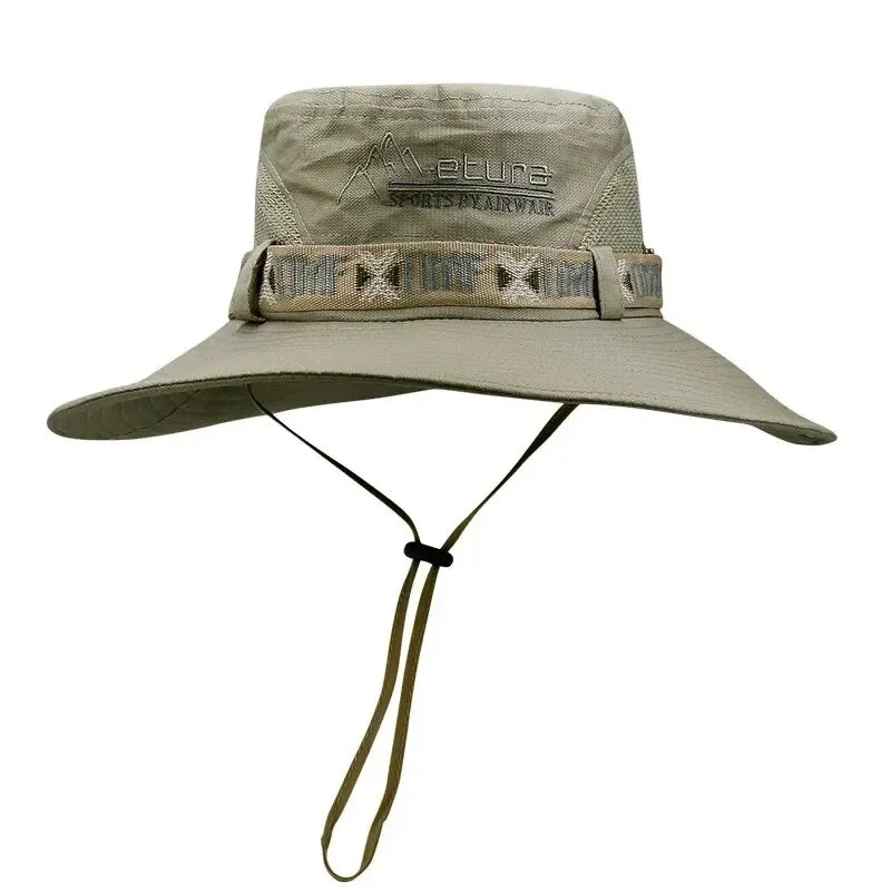 Men's Bucket Hat - Mesh Fisherman Cap for Outdoor Wear - Mesh Bean Green