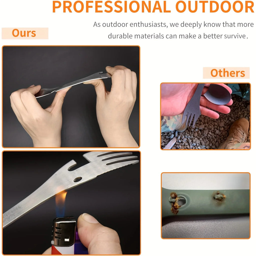Camping Spork Multi-Tool - Steel Utensil for Outdoor Meals
