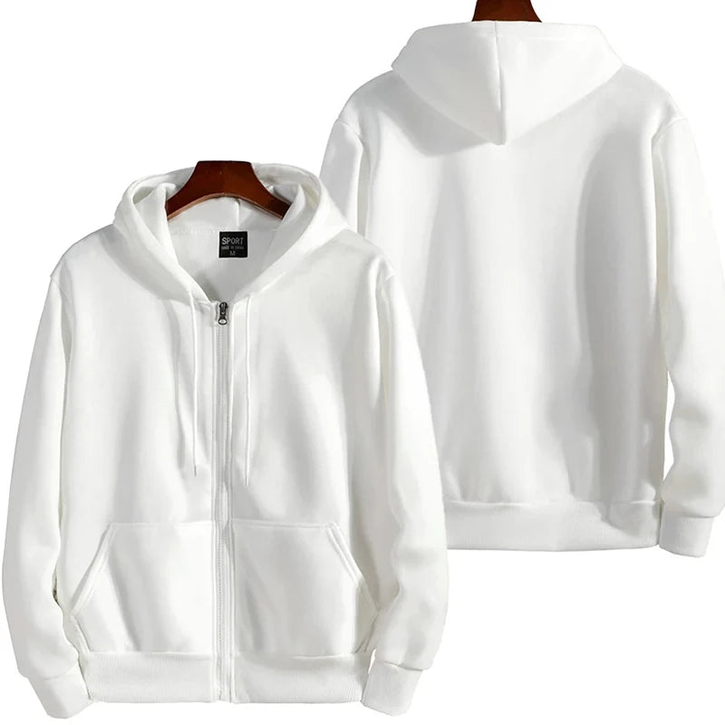 Men's Zip Hoodie - Cotton Blend Long Sleeve Sweatshirt
