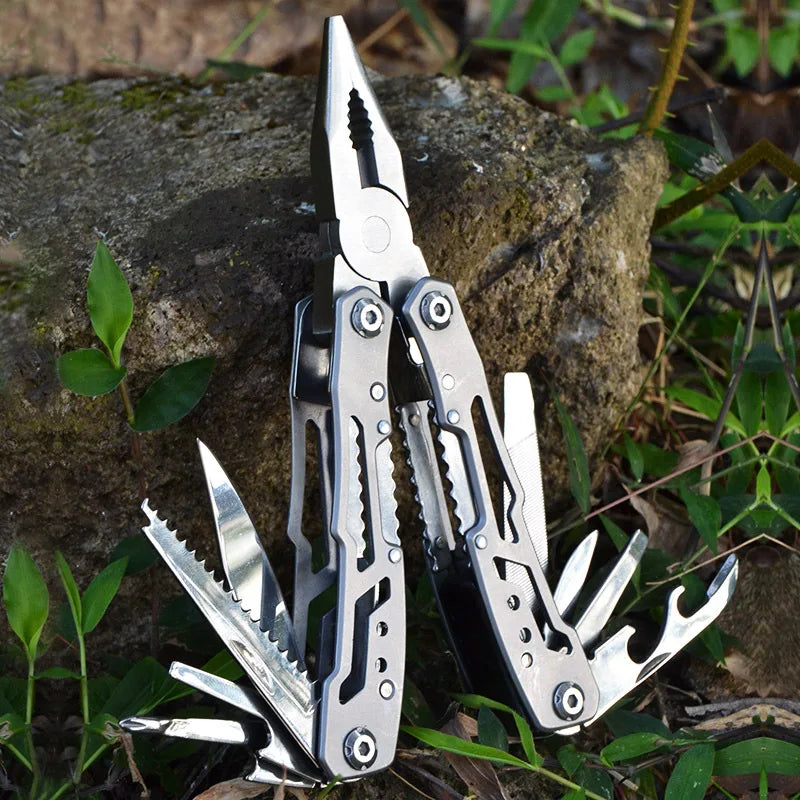 Folding Multi-Tool Pliers - Stainless Steel Camping Tool for Outdoor Utility