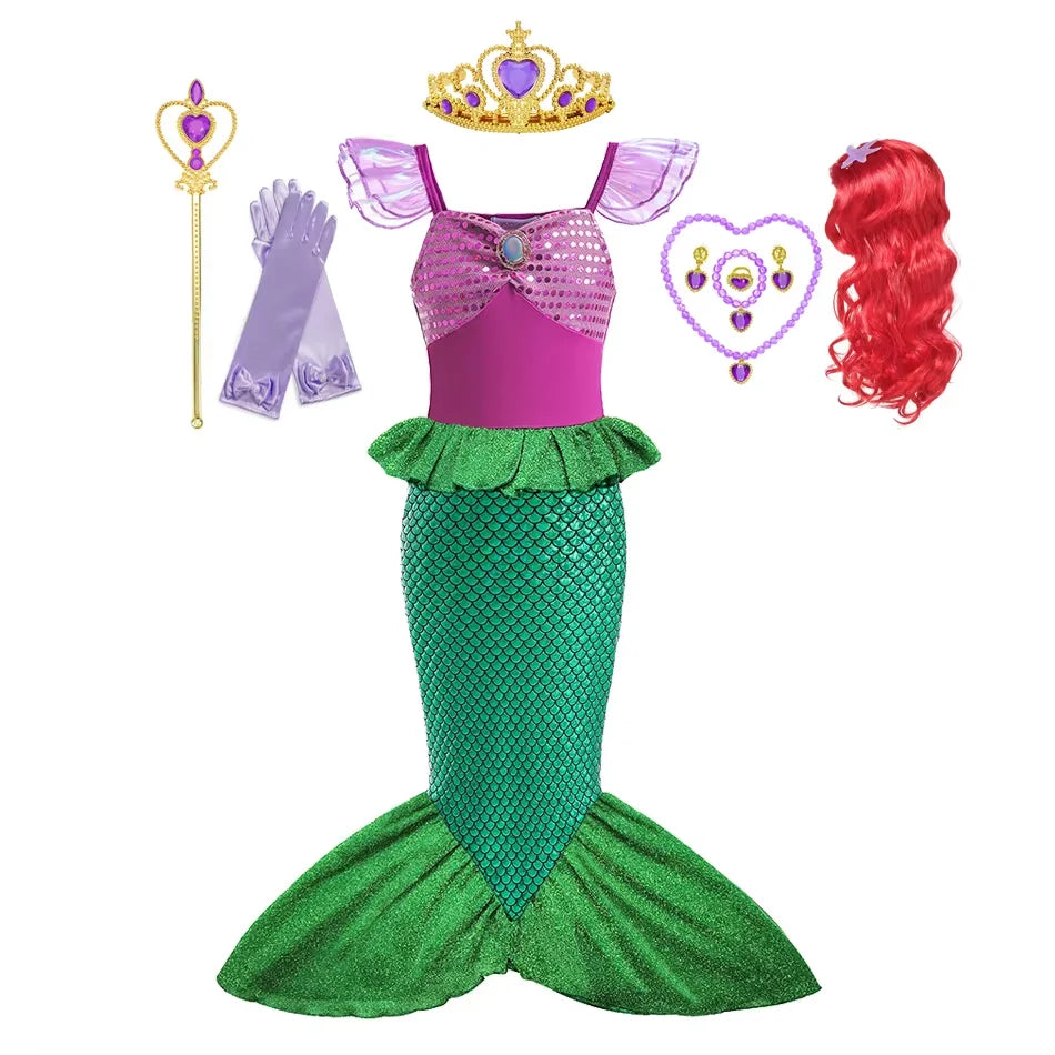 Kids Mermaid Costume Dress - Princess Party Dress Set - Dress Sets 03
