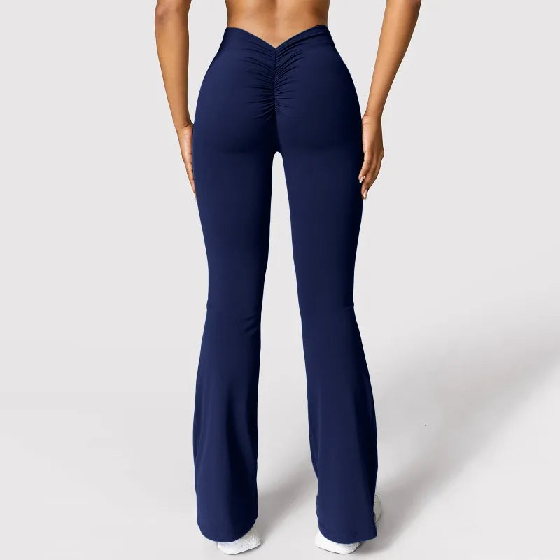 V-Back Waist Leggings - Solid Slim Casual Sports Pants
