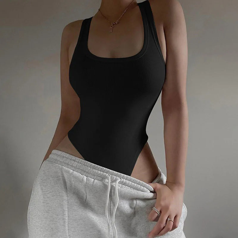 Women's Halter Knit Bodysuit – Stretch Fit for Clean Summer Looks