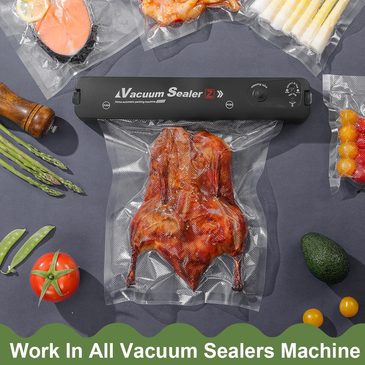 Vacuum Food Bags Sealed Storage - For Kitchen Storage and Prep