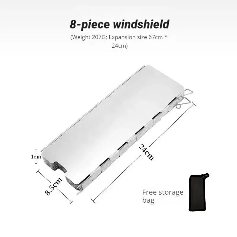 Camping Stove Windshield - 8-Piece Folding Wind Screen