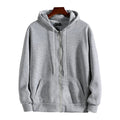 Men's Zip Hoodie - Cotton Blend Long Sleeve Sweatshirt - Gray