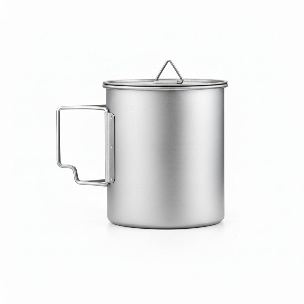 Titanium Camping Cup - Folding Handle Outdoor Drink Mug