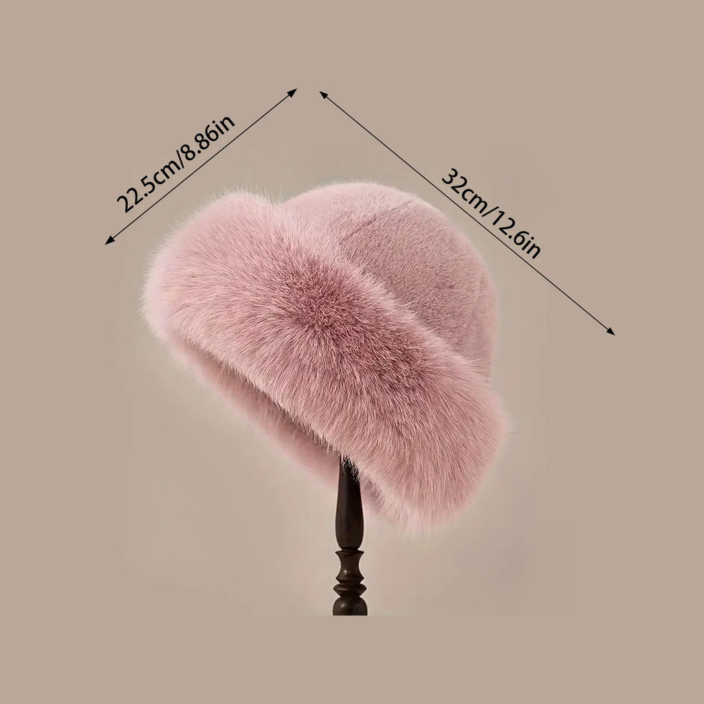 Women's Plush Winter Beanie - Faux Fur Cold Weather Hat