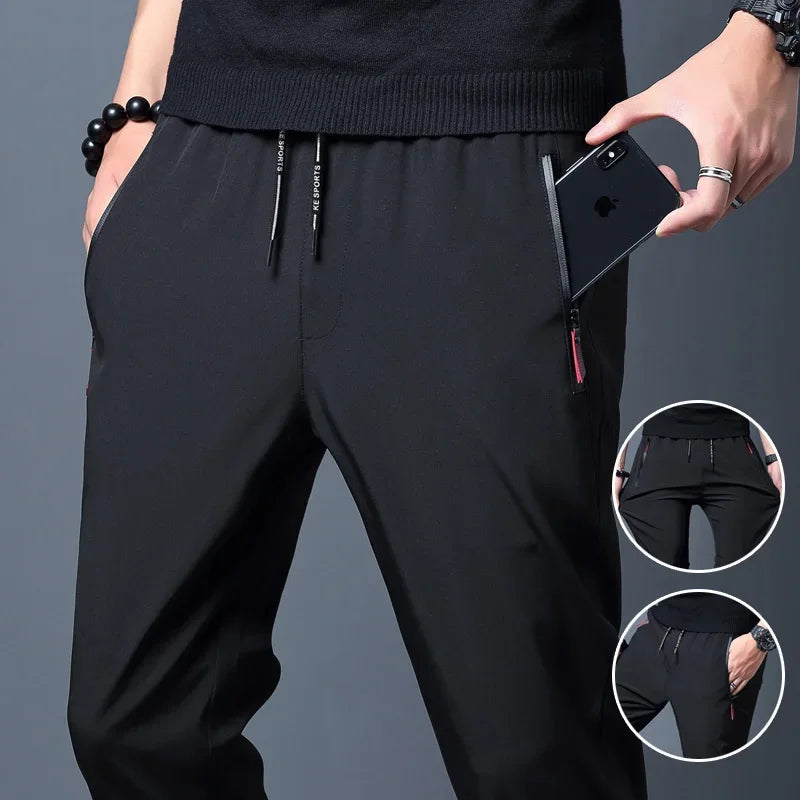 Men's Straight Casual Pants - Elastic Waist Everyday Trousers