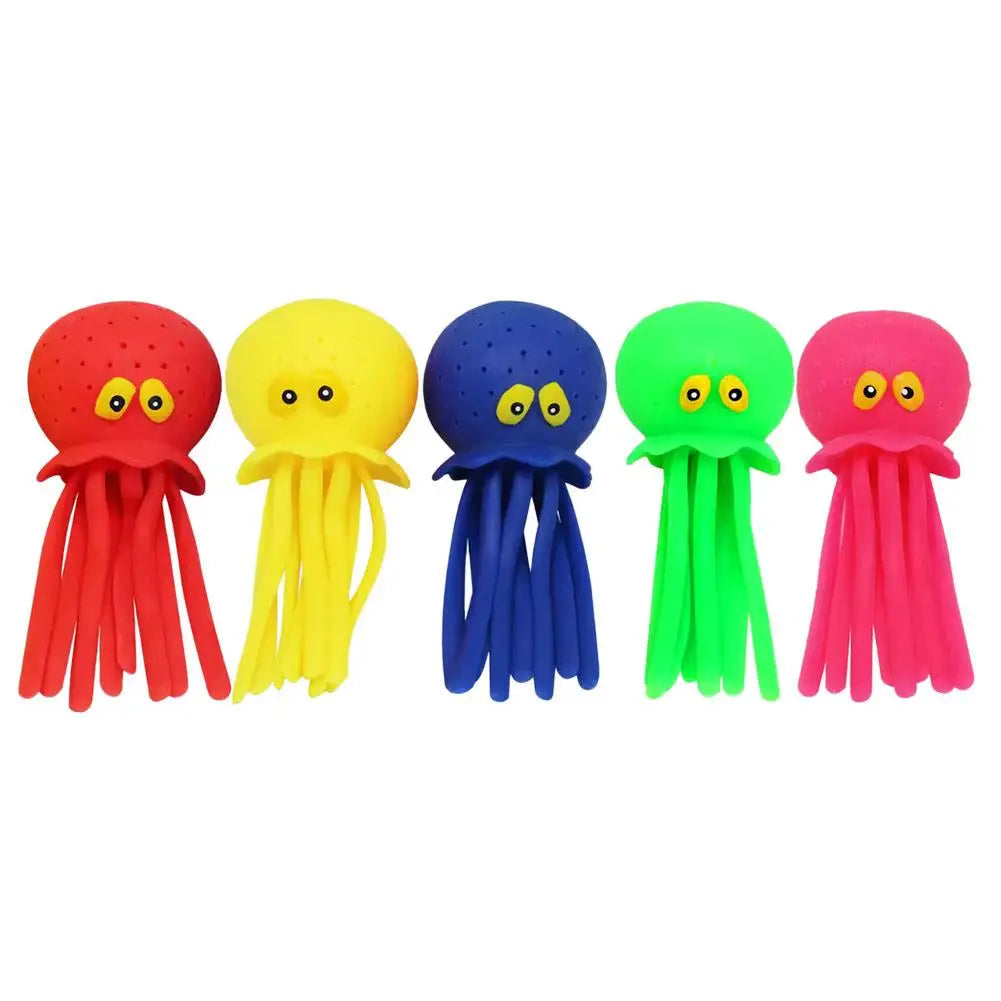 Octopus Bath Toy - Silicone Water Play Squeeze Toy - 5 Pieces