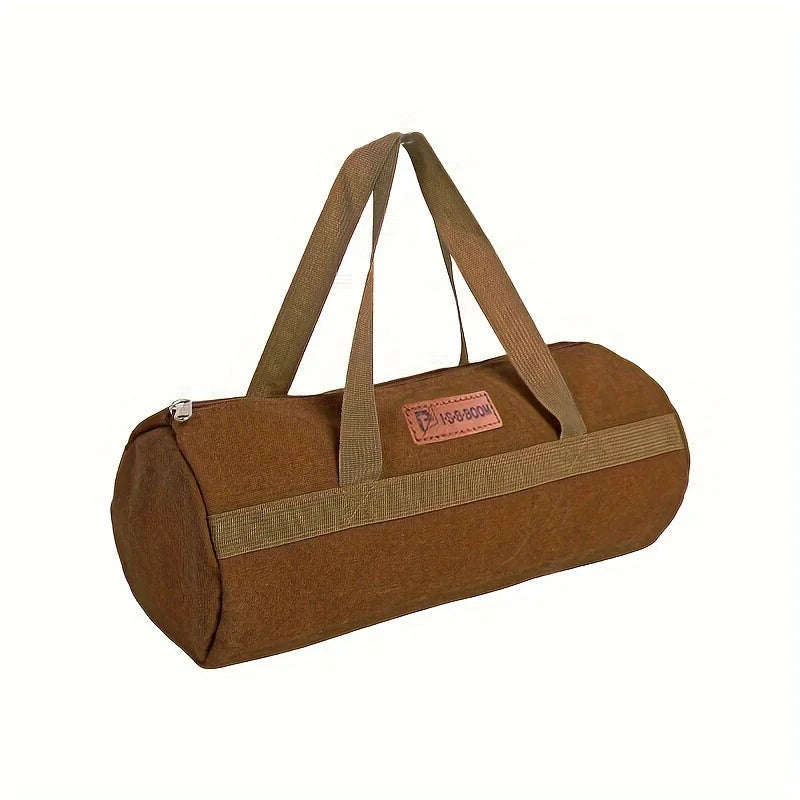 Tent Stake Storage Bag - Canvas Camping Peg Holder - Brown