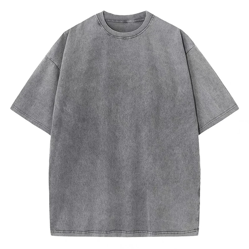 Oversized Cotton T-Shirt - Heavyweight Short Sleeve Tee - Gray 1