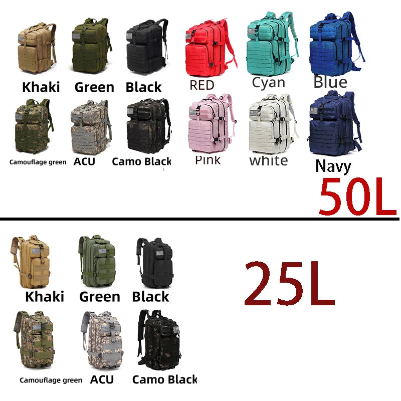 Hiking Backpack - 25 L and 50 L Rucksack for Outdoor Trips