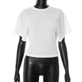 Cotton Cropped T-Shirt - Short Sleeve Crew Neck Top - White
