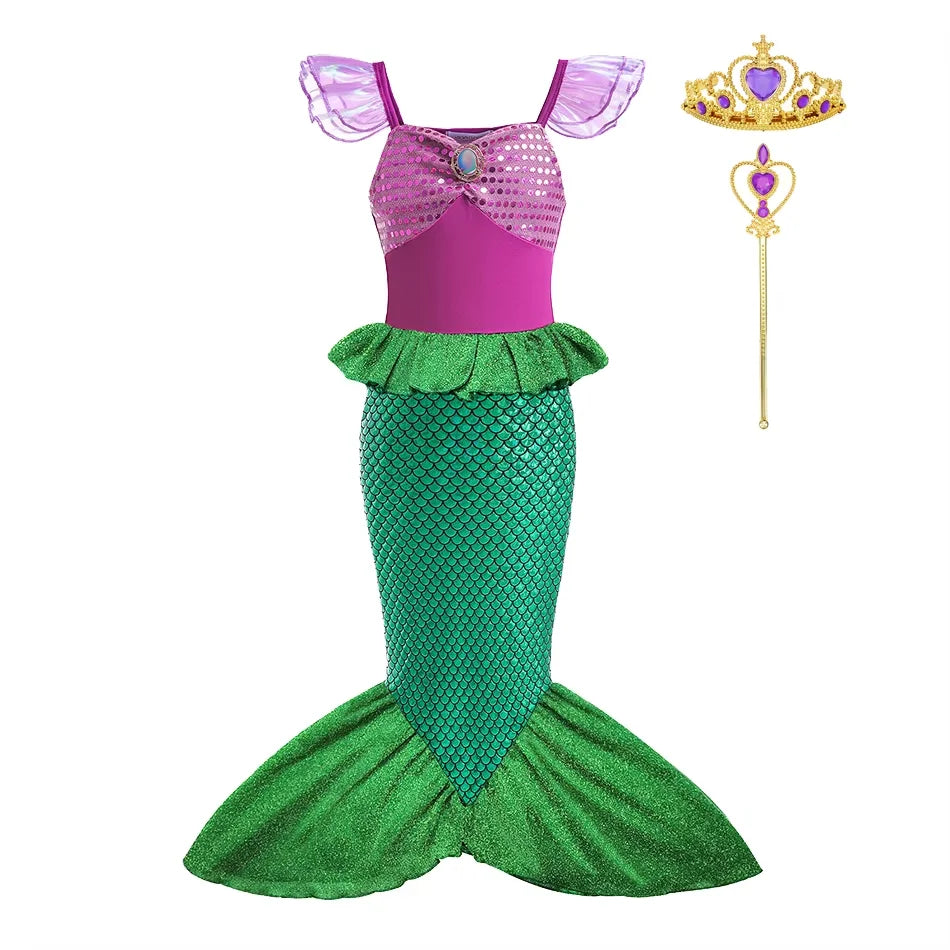 Kids Mermaid Costume Dress - Princess Party Dress Set - Dress Sets 01