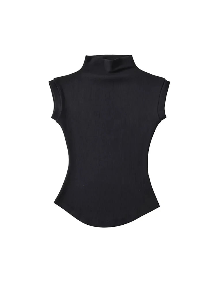 Sleeveless Turtleneck Top - Slim Fit Summer Tee