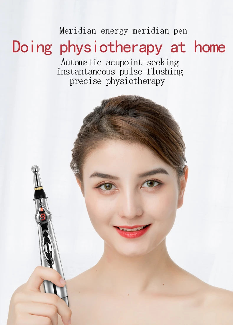 Electric Acupressure Pen – Meridian Massage Tool with Multi-Head Tips